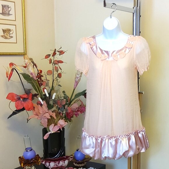 NWT Girl's Lace Pink Ruffle Pleated Summer Lined Dress US 14 - Picture 2 of 7